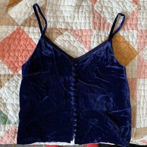 Madewell Velvet Button-Down Cami (Navy/Royal Blue)